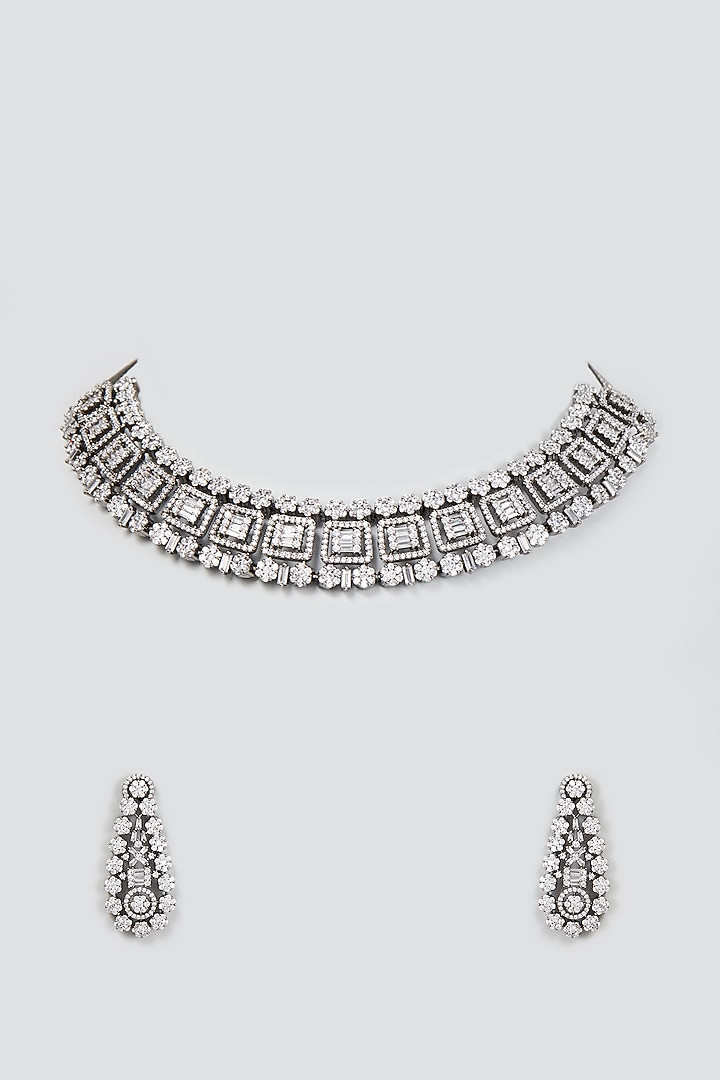 White Finish Zircon Necklace Set by Aster at Pernia's Pop Up Shop