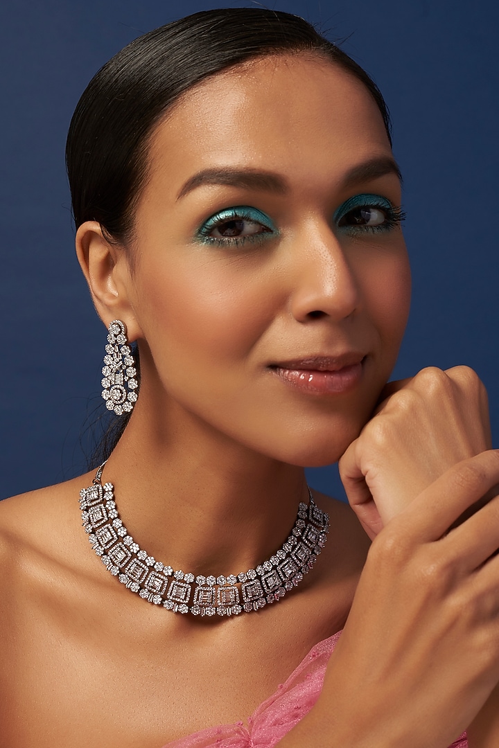 White Finish Zircon Necklace Set by Aster at Pernia's Pop Up Shop