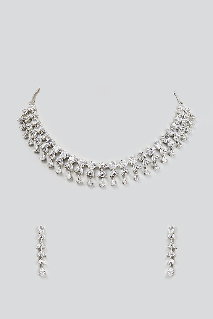 White Finish Zircon Necklace Set by Aster at Pernia's Pop Up Shop