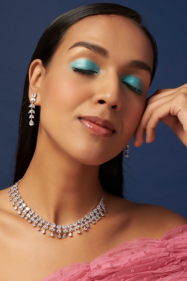 White Finish Zircon Necklace Set by Aster at Pernia's Pop Up Shop