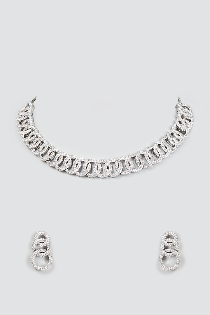 White Finish Zircon Necklace Set by Aster at Pernia's Pop Up Shop