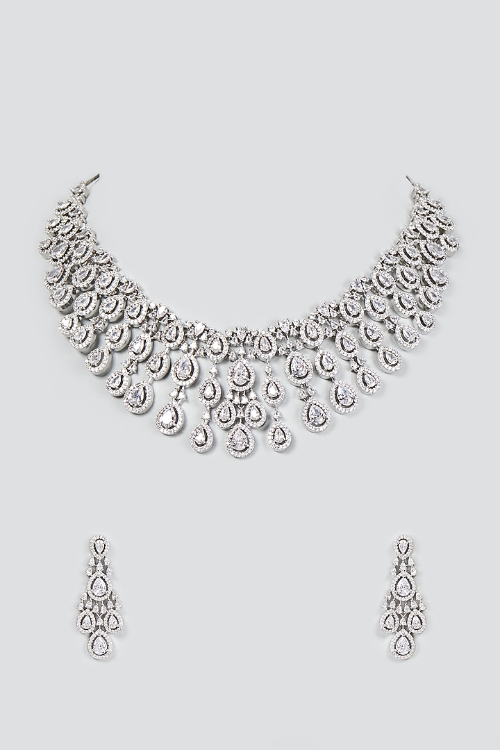 White Finish Zircon Necklace Set by Aster at Pernia's Pop Up Shop