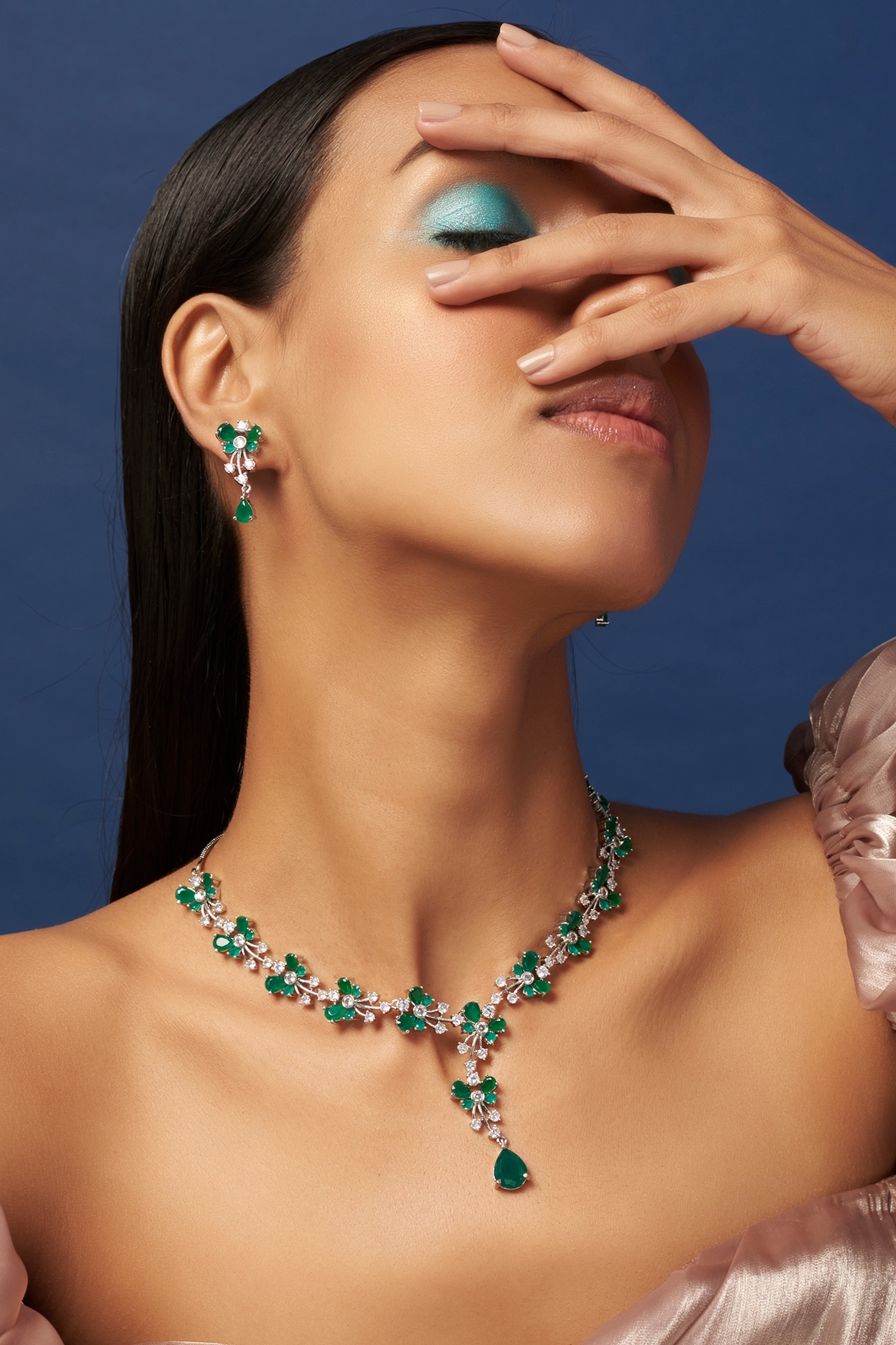 Synthetic shop emerald necklace