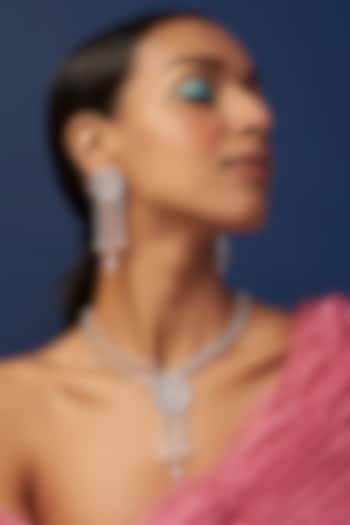 White Finish Faux Diamond Necklace Set by Aster at Pernia's Pop Up Shop