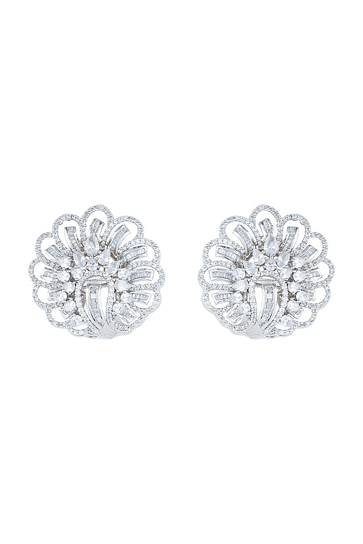 Silver plated faux diamond stud earrings by Aster at Pernia's Pop Up Shop