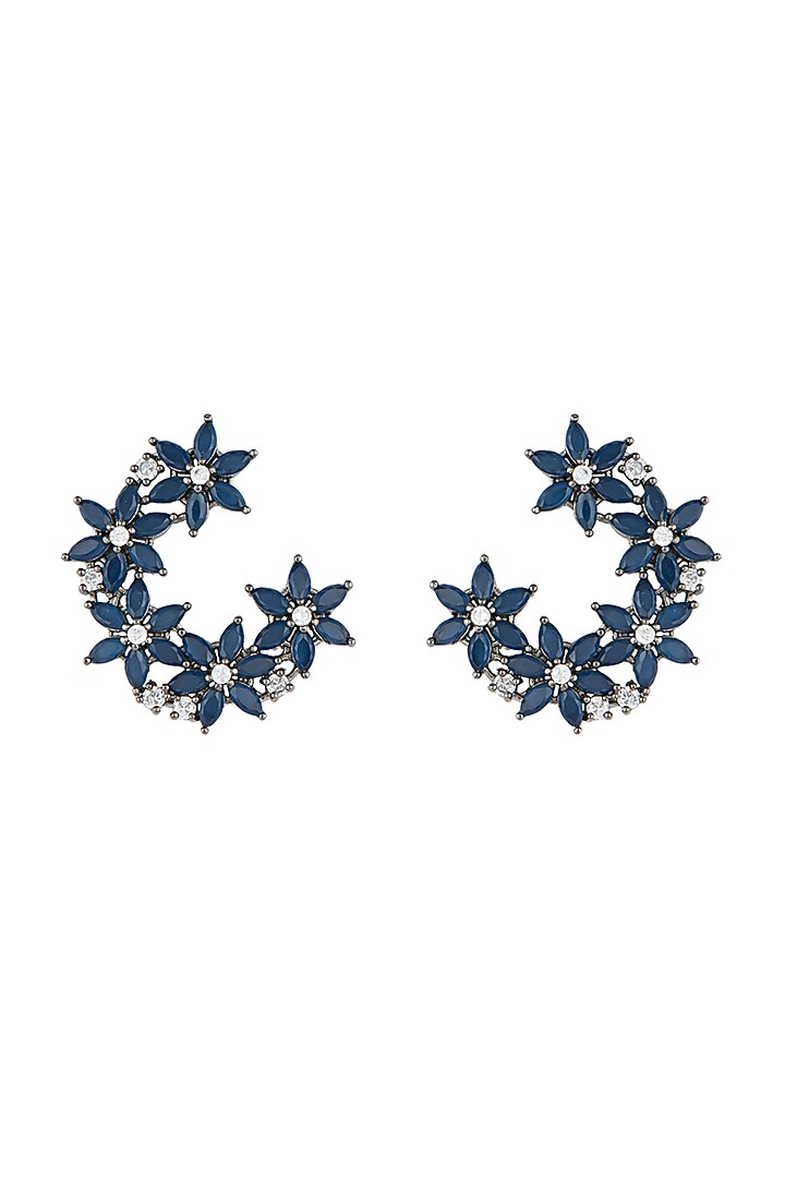 Silver plated faux sapphire floral earrings by Aster at Pernia's Pop Up Shop