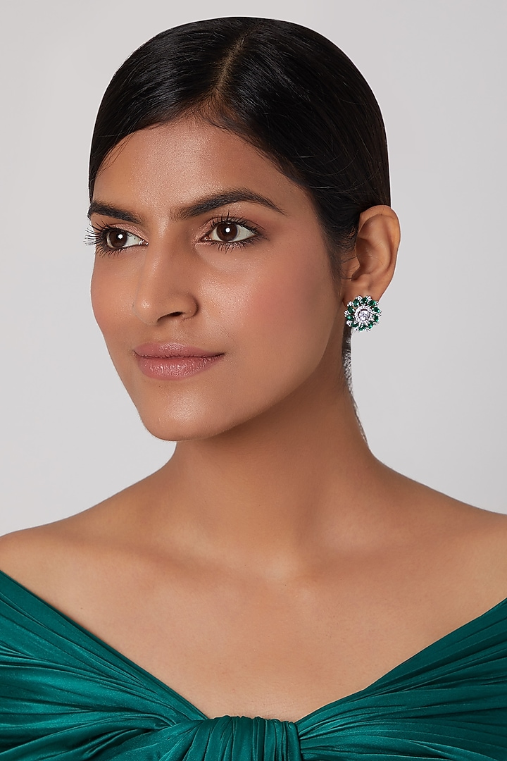 White Finish Stud Earrings by Aster at Pernia's Pop Up Shop