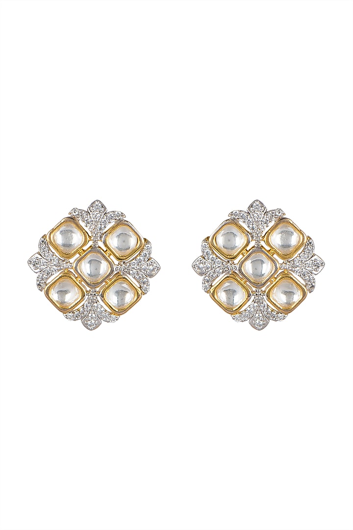Gold Finish Kundan Stud Earrings by Aster at Pernia's Pop Up Shop