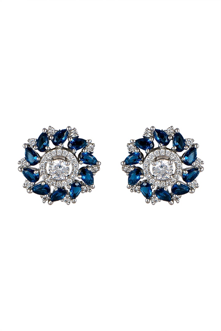 White Finish Diamond Stud Earrings by Aster at Pernia's Pop Up Shop