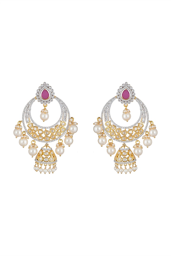 Gold Finish Chandbali Jhumka Earrings by Aster at Pernia's Pop Up Shop
