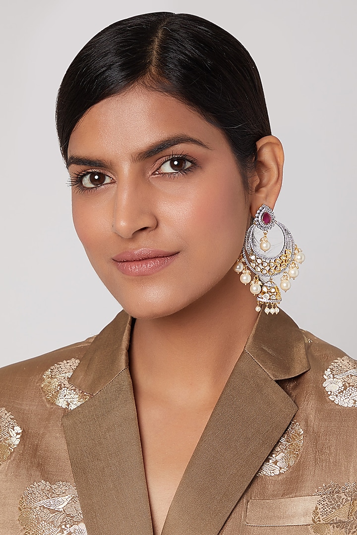 Gold Finish Chandbali Jhumka Earrings by Aster at Pernia's Pop Up Shop