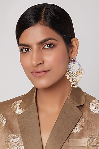 Gold Finish Chandbali Jhumka Earrings by Aster