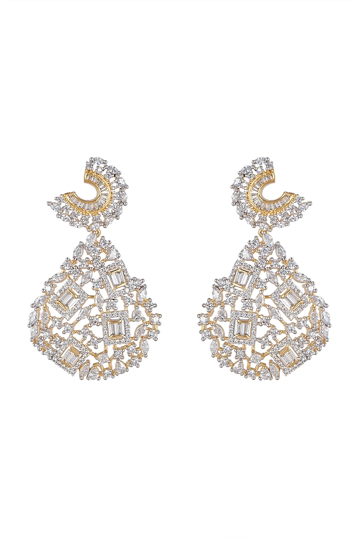 Gold Finish Diamond Earrings by Aster at Pernia's Pop Up Shop
