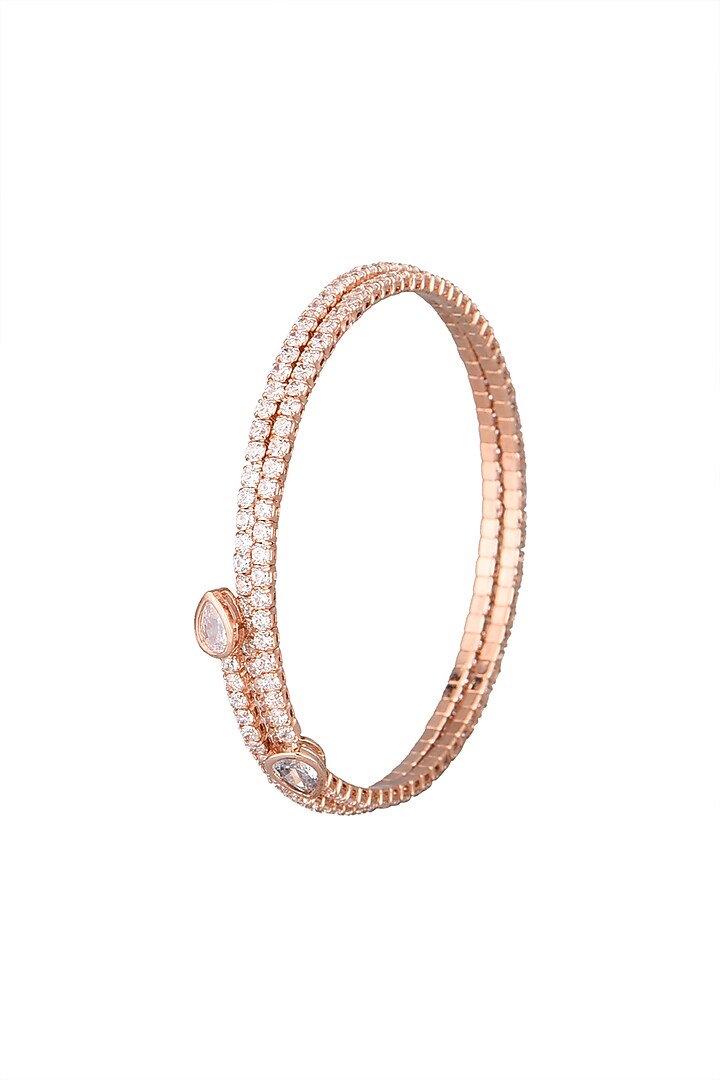 Rose Gold Faux Diamonds Bangle by Aster