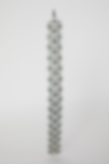 White Finish Green Stone & Diamond Bracelet by Aster at Pernia's Pop Up Shop