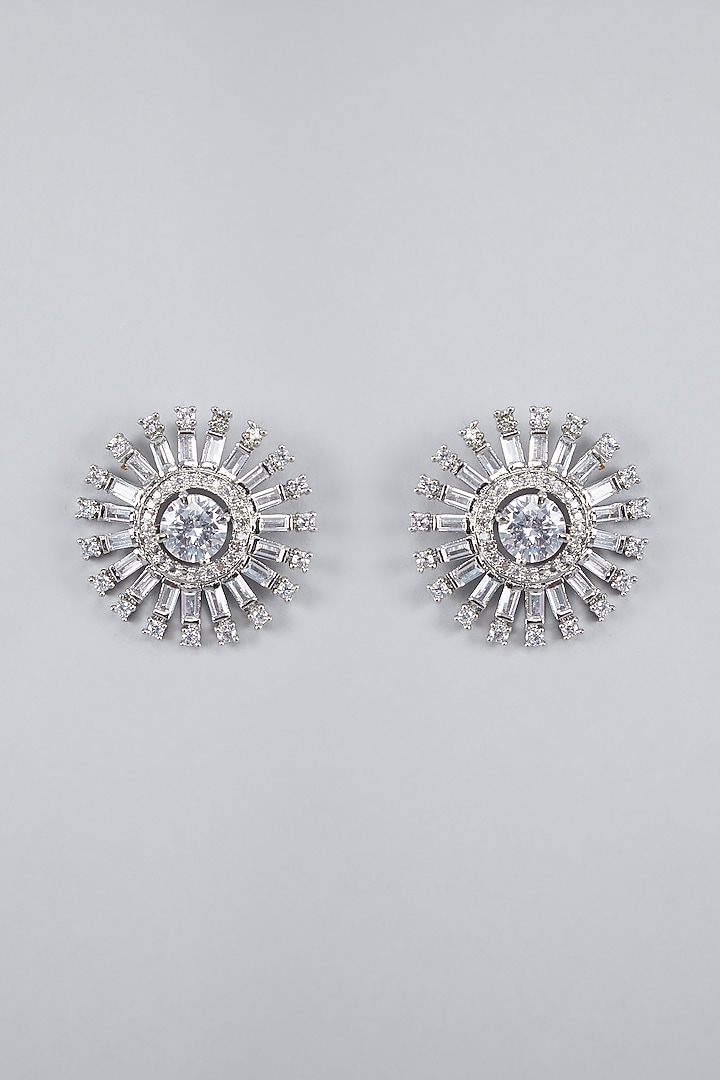 Silver Finish Zircon Stud Earrings by Aster at Pernia's Pop Up Shop
