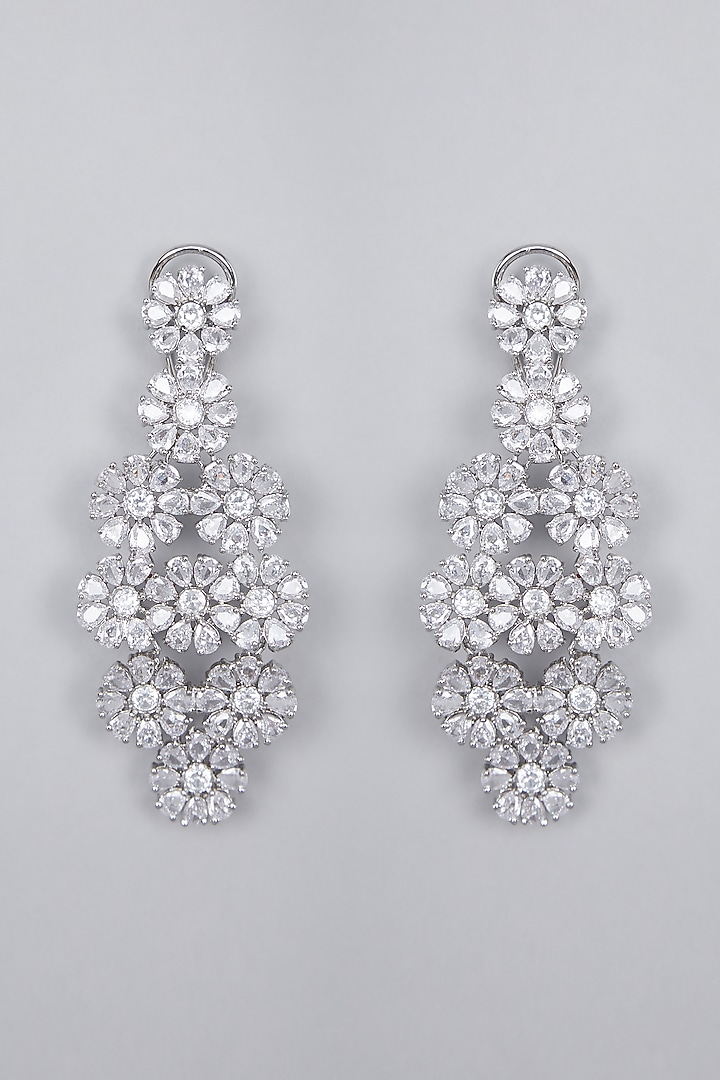 Silver Finish Zircon Dangler Earrings by Aster at Pernia's Pop Up Shop