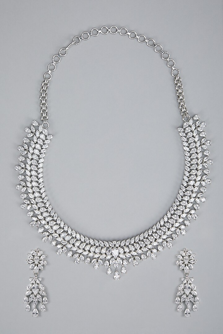 Silver Finish Zircon Necklace Set by Aster at Pernia's Pop Up Shop