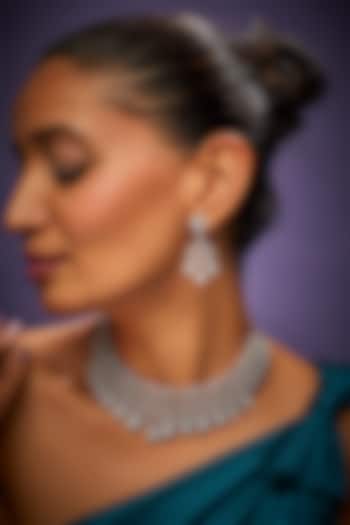 White Finish Faux Diamond Choker Necklace Set by Aster at Pernia's Pop Up Shop