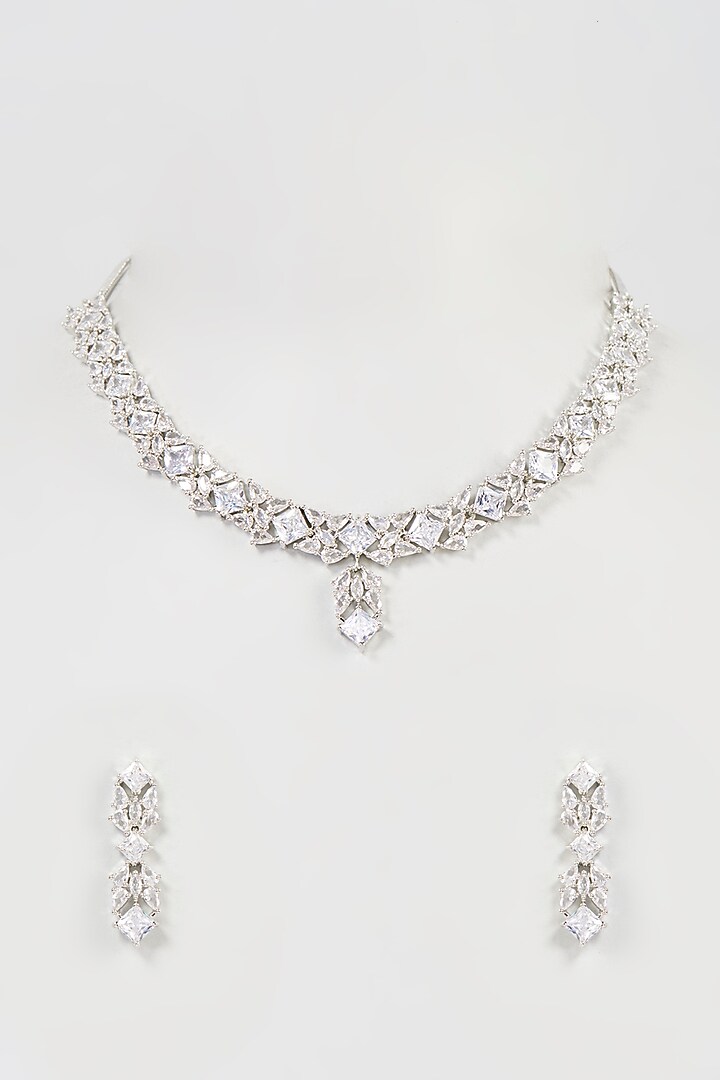 White Finish Zircon Necklace Set by Aster at Pernia's Pop Up Shop