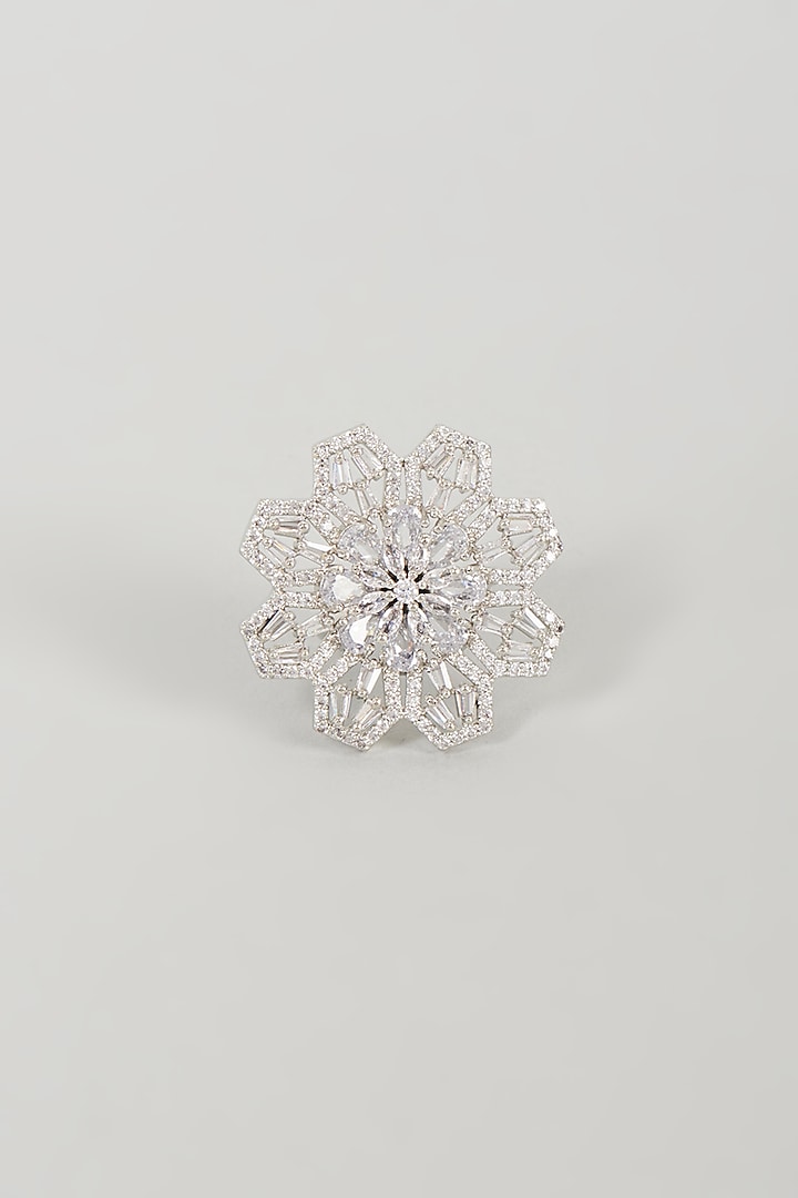 White Finish Faux Diamond Ring by Aster at Pernia's Pop Up Shop