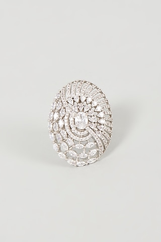 White Finish Faux Diamond Ring by Aster