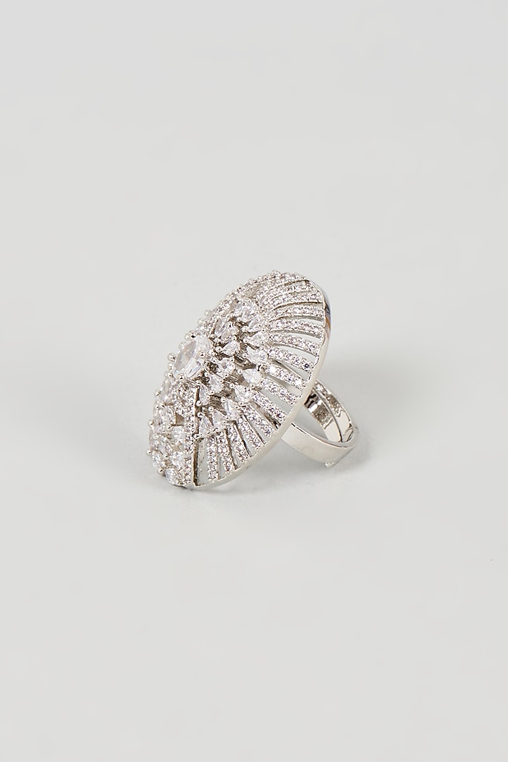 White Finish Faux Diamond Ring by Aster at Pernia's Pop Up Shop