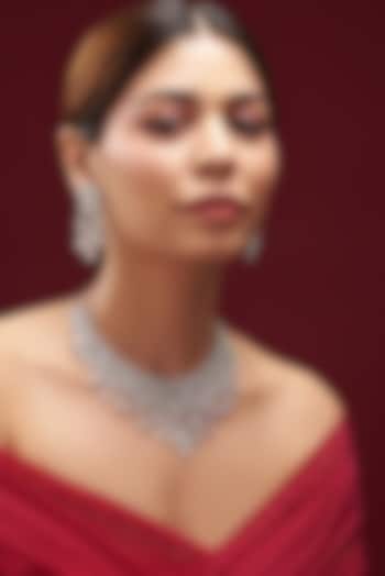 White Finish Faux Diamond Necklace Set by Aster at Pernia's Pop Up Shop