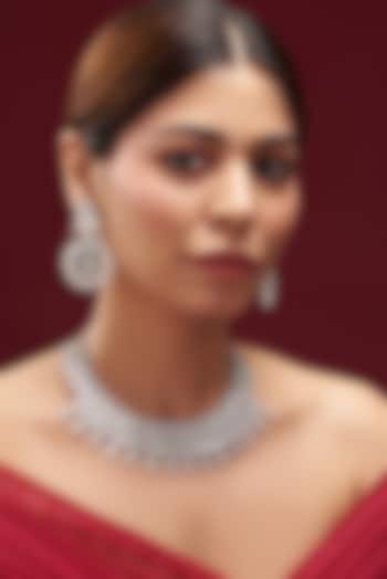 White Finish Faux Diamond Necklace Set by Aster at Pernia's Pop Up Shop