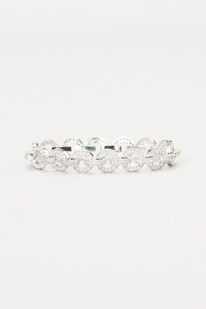 White Finish Faux Diamond Bracelet by Aster at Pernia's Pop Up Shop