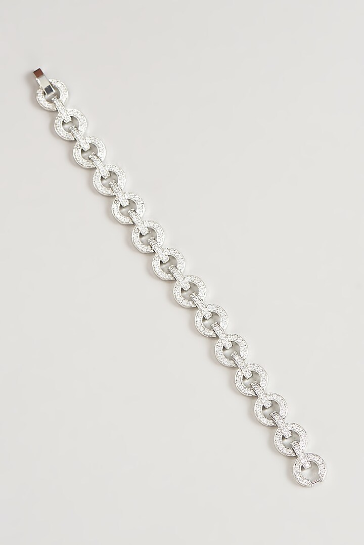 White Finish Faux Diamond Bracelet by Aster at Pernia's Pop Up Shop