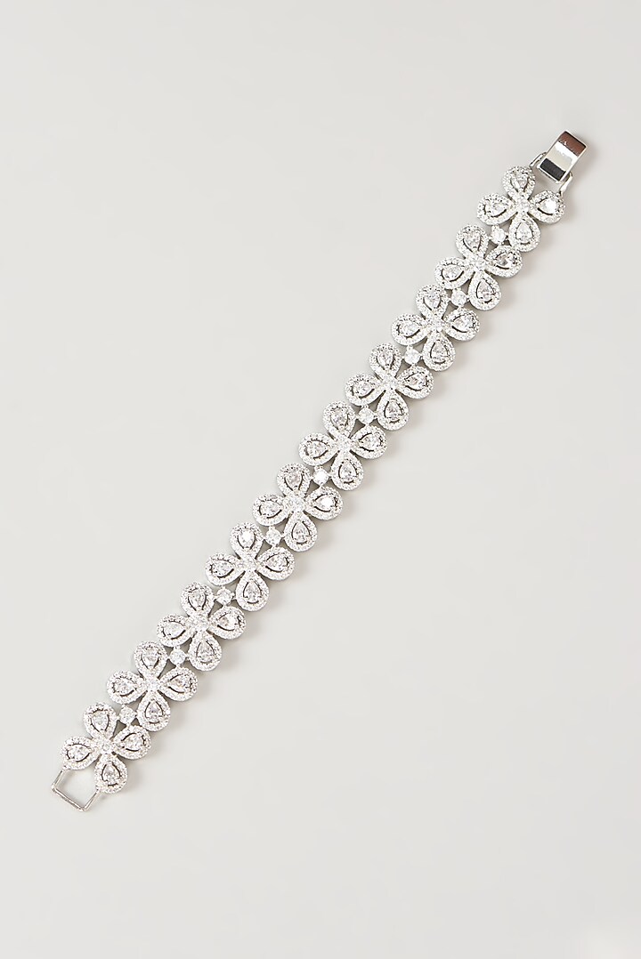 White Finish Faux Diamond Bracelet by Aster at Pernia's Pop Up Shop