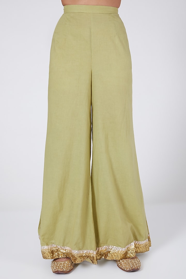 Olive Green Embroidered Angrakha Kurta Set by Ashna Vaswani at Pernia's Pop Up Shop