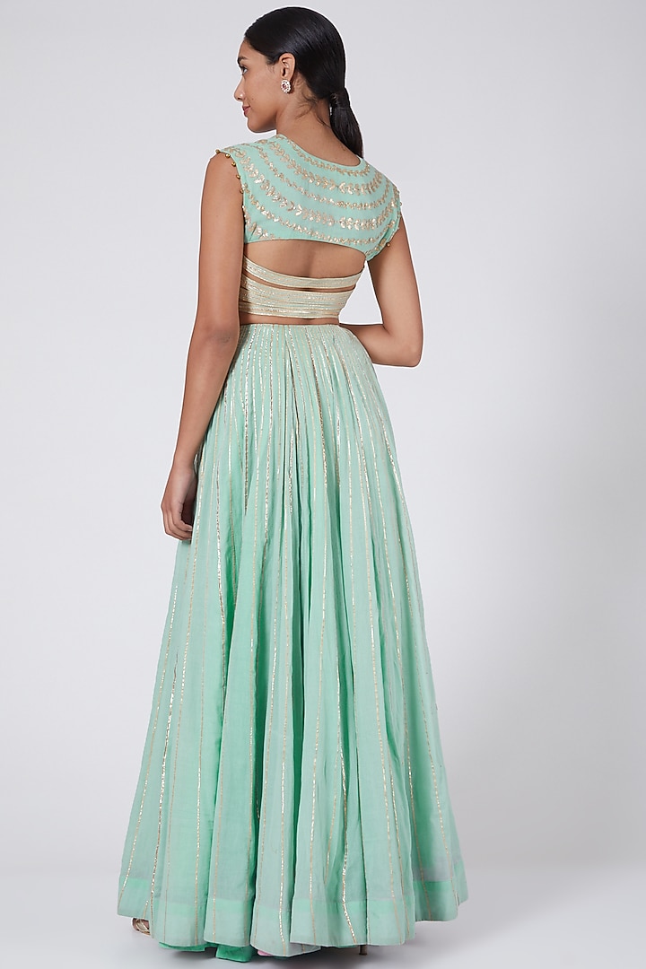 Sky Blue Embroidered Lehenga Set by Ashna Vaswani at Pernia's Pop Up Shop