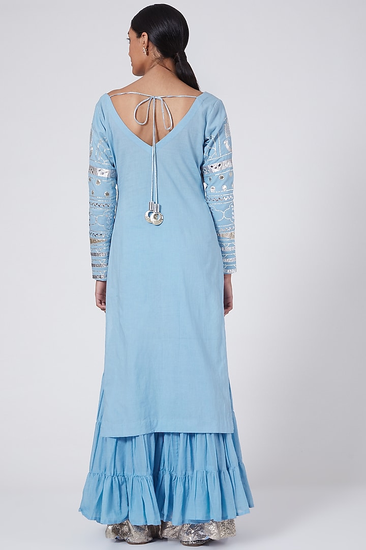 Sky Blue Embroidered Party Wear Sharara Set by Ashna Vaswani at Pernia's Pop Up Shop