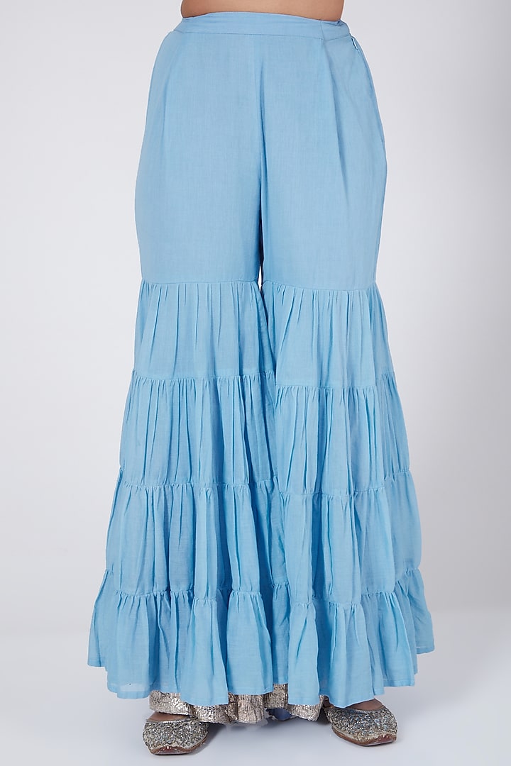 Sky Blue Embroidered Party Wear Sharara Set by Ashna Vaswani at Pernia's Pop Up Shop