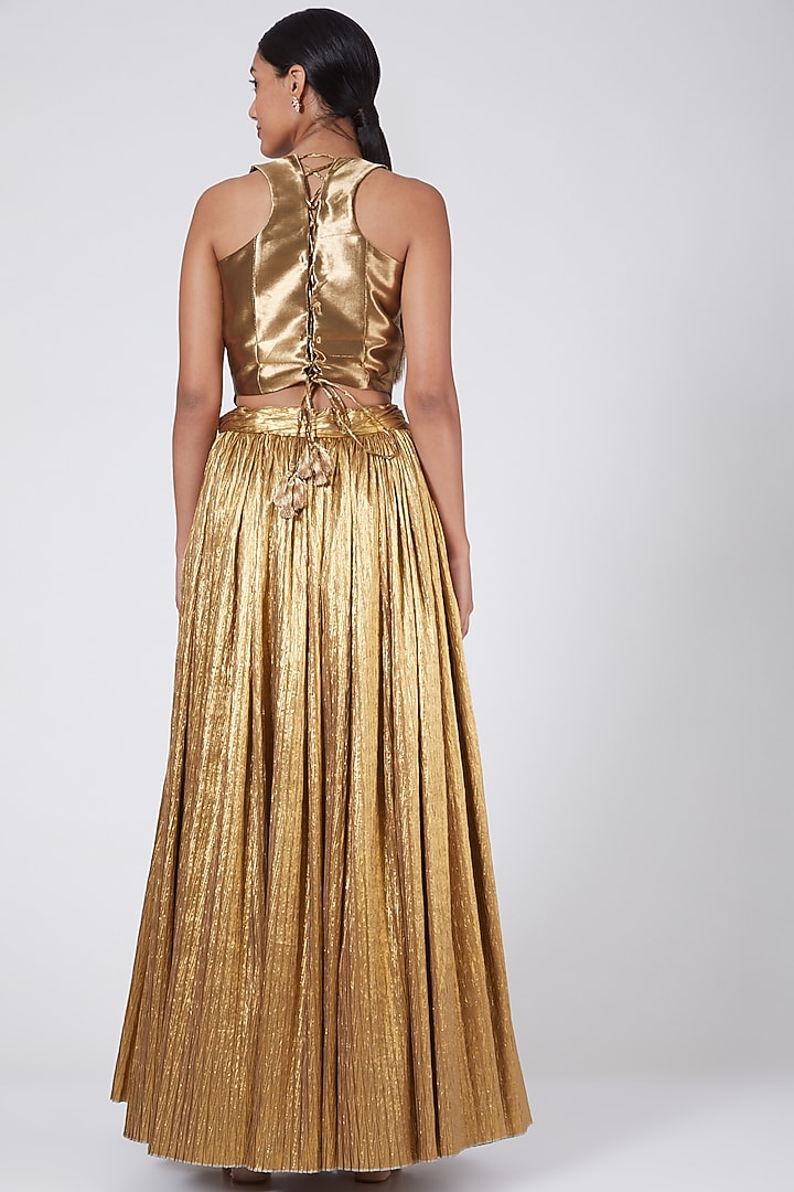 Gold Lehenga Set With Dori by Ashna Vaswani at Pernia's Pop Up Shop