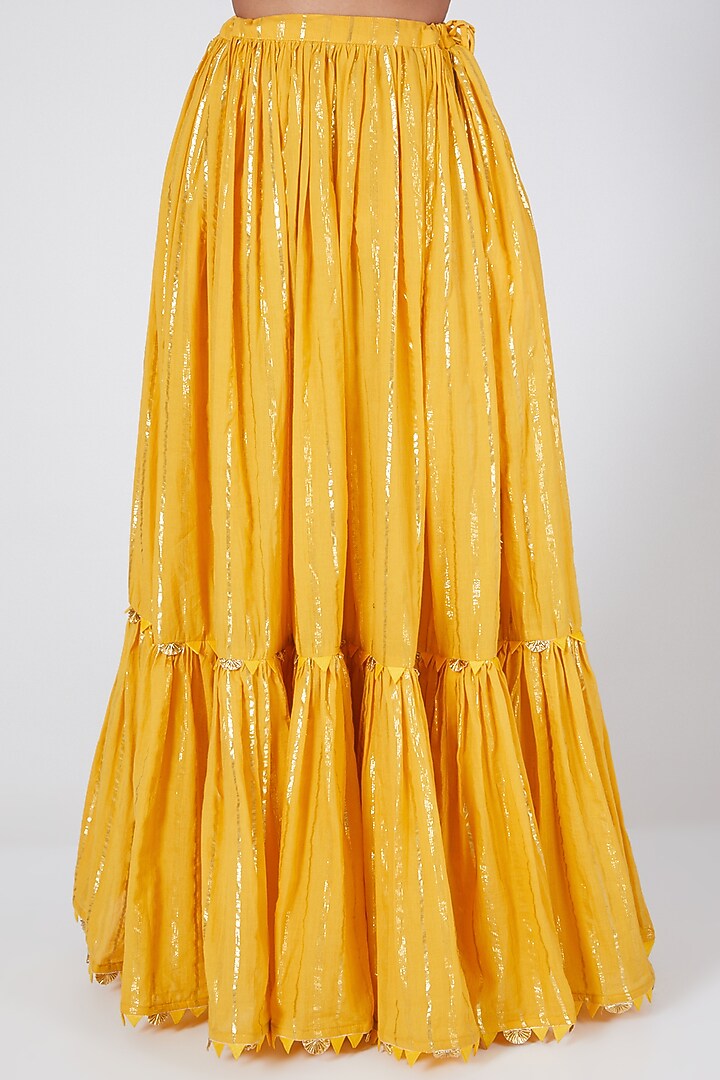 Yellow Layered Lehenga Set With Gota Work by Ashna Vaswani at Pernia's Pop Up Shop