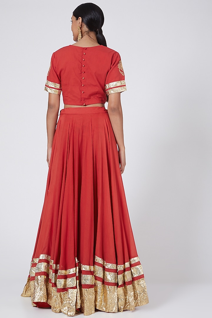 Red Embroidered Lehenga Set by Ashna Vaswani at Pernia's Pop Up Shop
