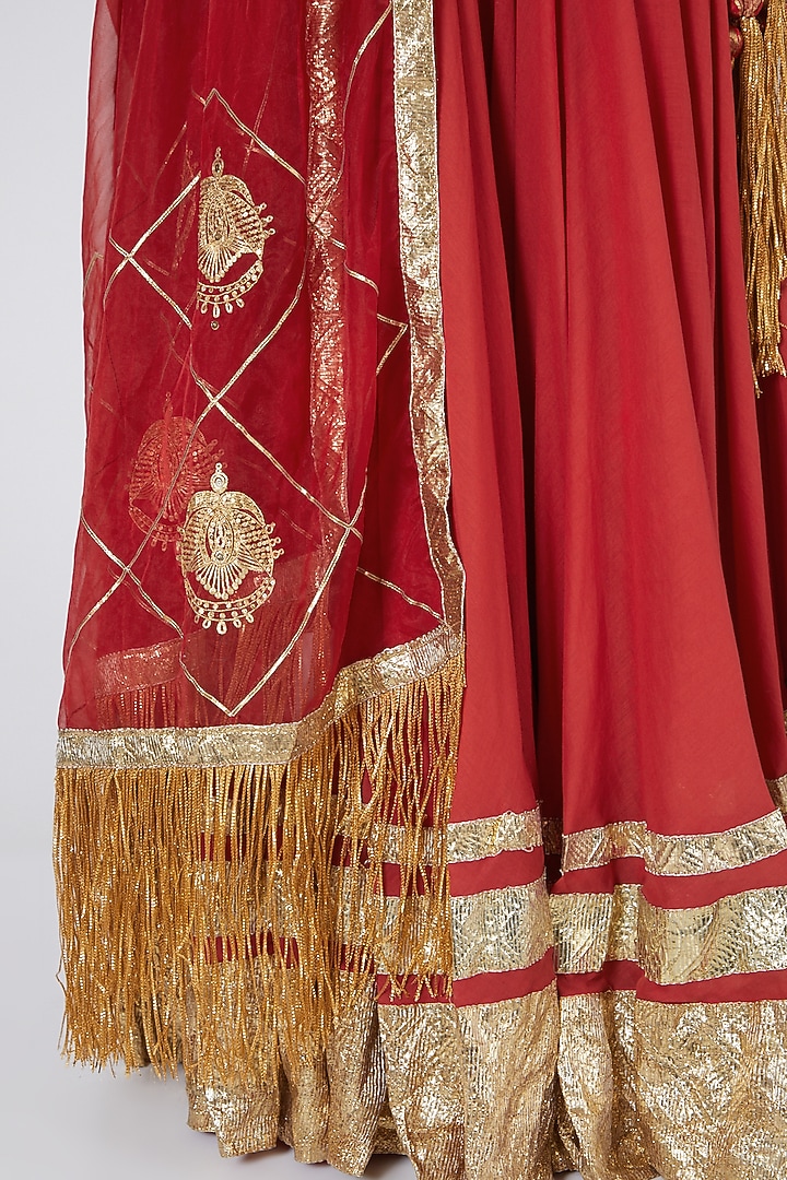 Red Embroidered Lehenga Set by Ashna Vaswani at Pernia's Pop Up Shop
