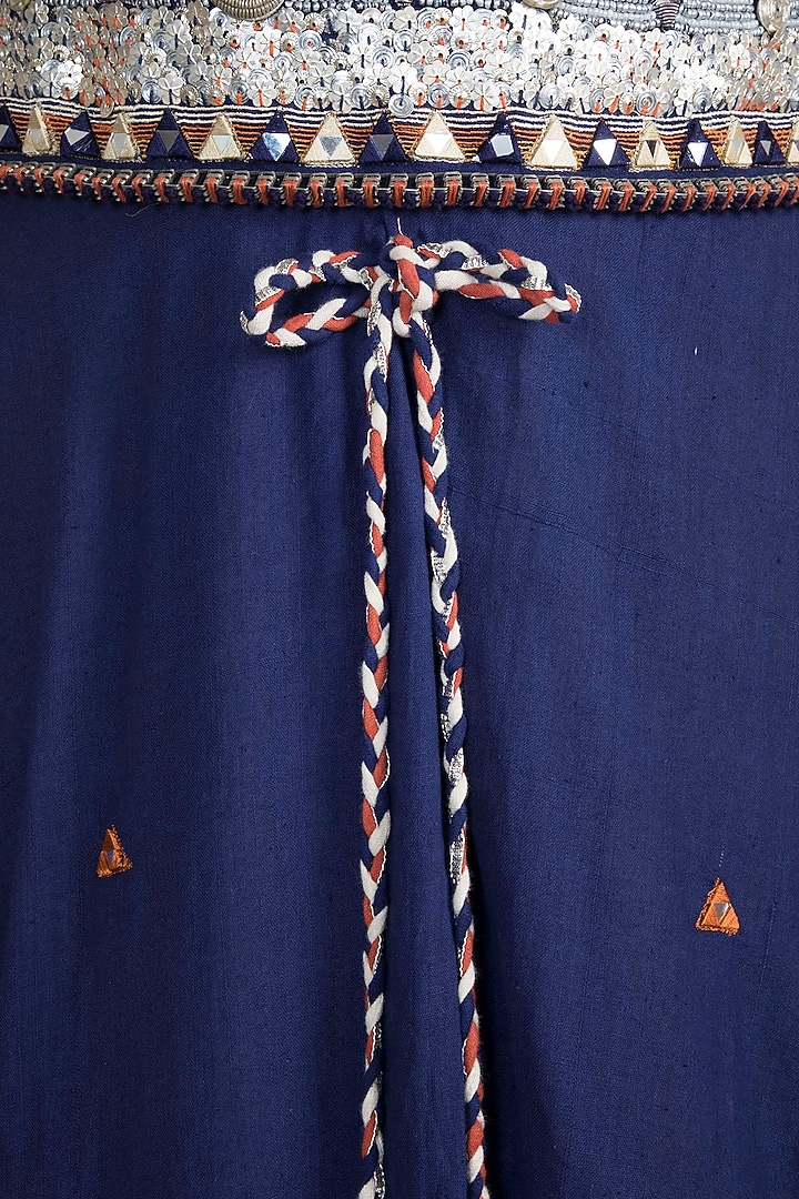Cobalt Blue & Beige Embellished Printed Wedding Lehenga Set by Ashna Vaswani at Pernia's Pop Up Shop