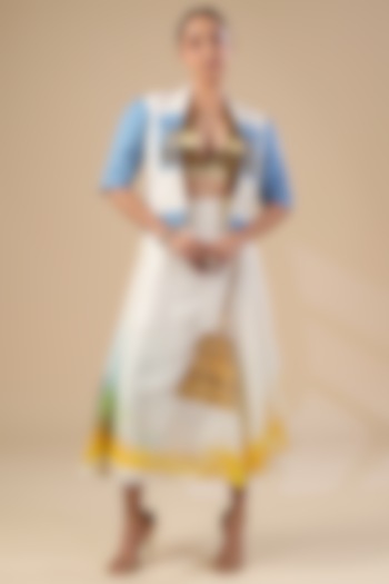 Ivory Kota Doria Hand Painted Skirt Set by Ashna Vaswani at Pernia's Pop Up Shop
