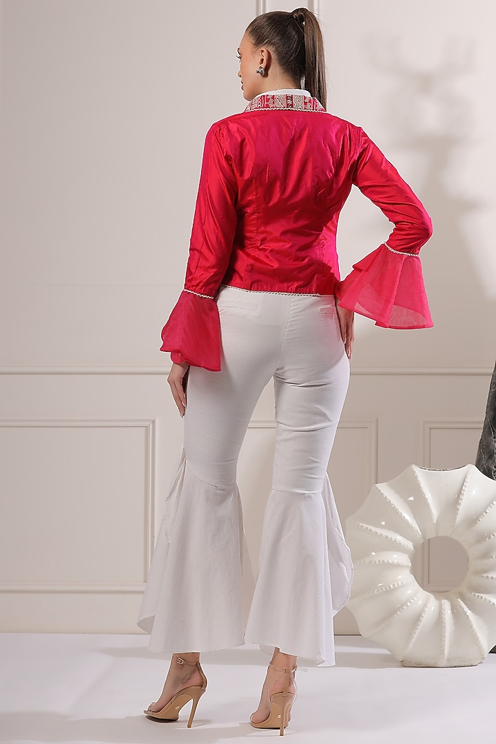 Pink Pure Silk Embroidered Blazer Set by Ashna Vaswani at Pernia's Pop Up Shop