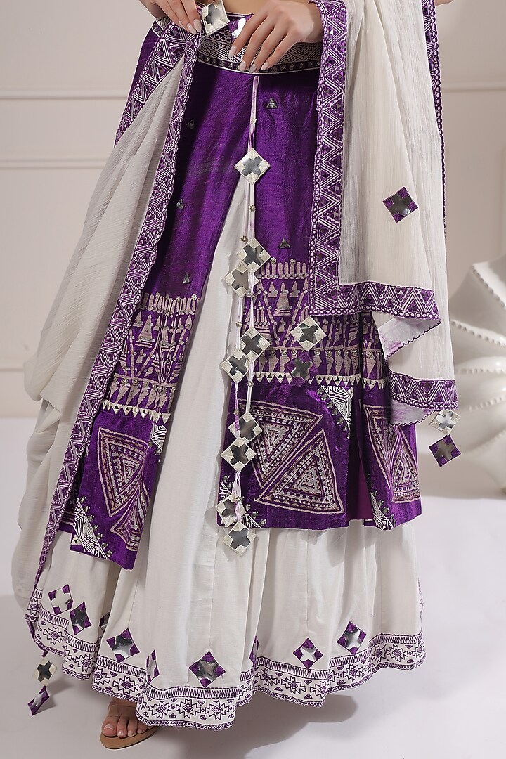 White & Purple Embroidered Wedding Lehenga Set by Ashna Vaswani at Pernia's Pop Up Shop