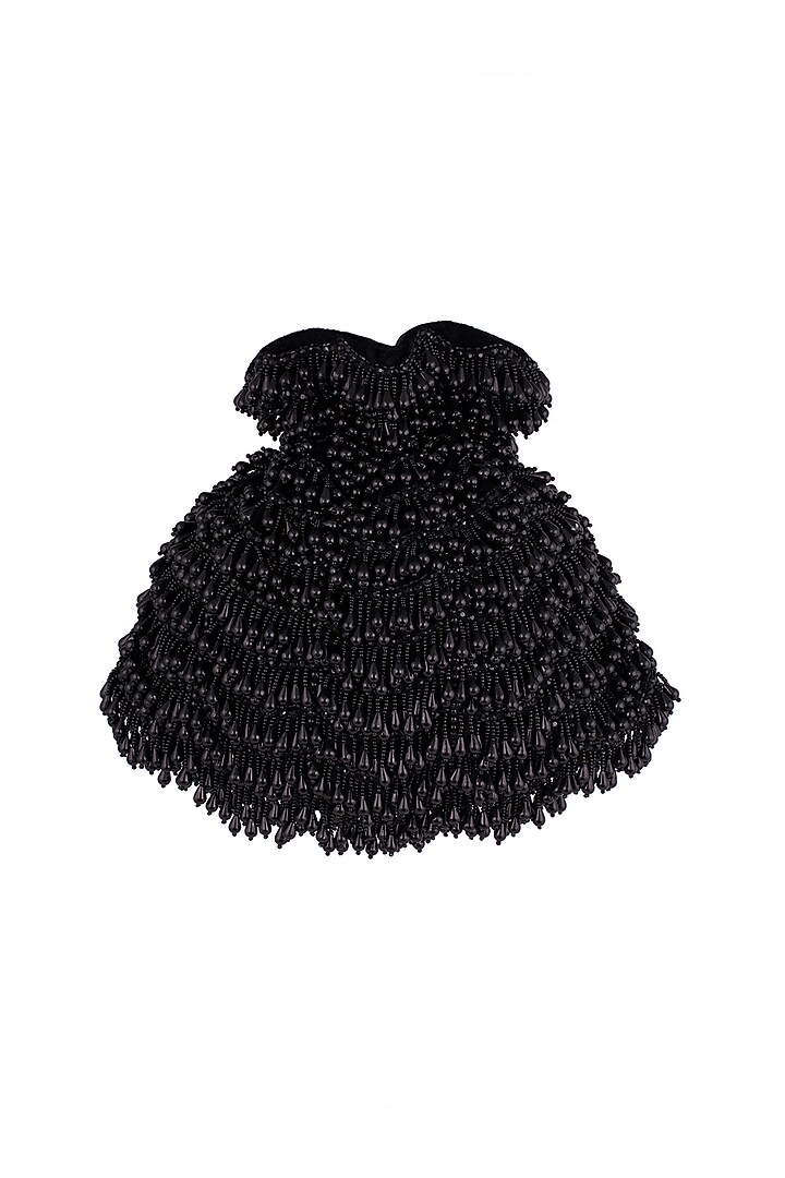 Jet Black Pearl Embellished Potli by Aanchal Sayal at Pernia's Pop Up Shop