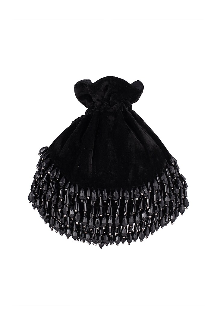 Black Icy Beads & Pearl Embellished Potli by Aanchal Sayal at Pernia's Pop Up Shop