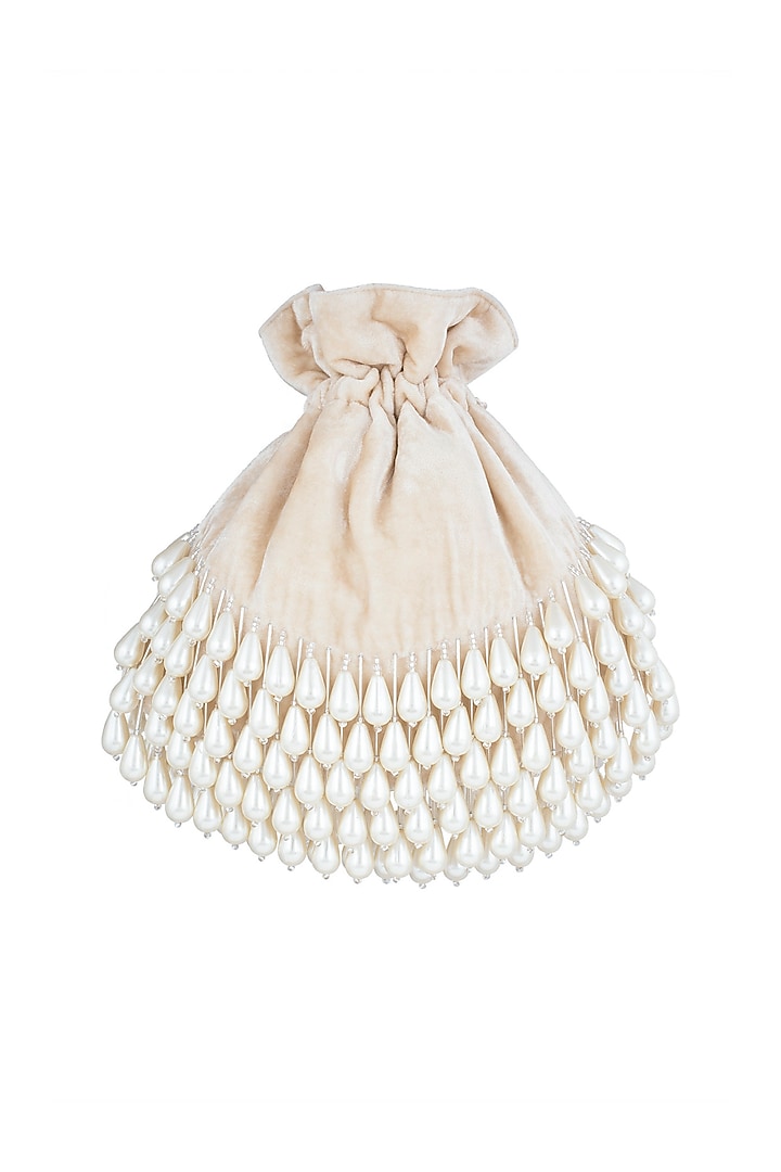 Ivory Pearl Embellished Potli by Aanchal Sayal at Pernia's Pop Up Shop
