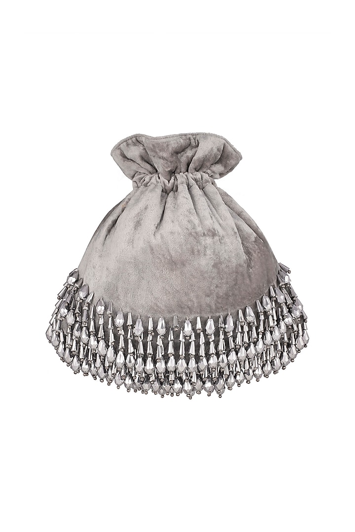 Grey Pearl Embellished Potli by Aanchal Sayal at Pernia's Pop Up Shop