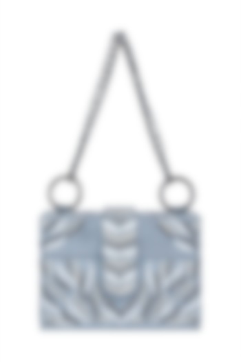 Grey Embroidered Sling Box Bag by Aanchal Sayal at Pernia's Pop Up Shop