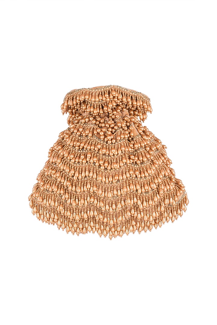 Deep Gold Embroidered Oyster Potli by Aanchal Sayal at Pernia's Pop Up Shop